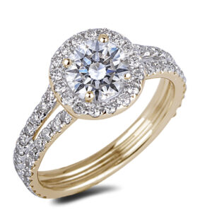 De Beers Forevermark 1.00 Carat Diamond Halo Engagement Ring in 18K Yellow Gold