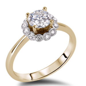 De Beers Forevermark 0.55 Carat Diamond Floral Halo Engagement Ring in 18K Yellow Gold