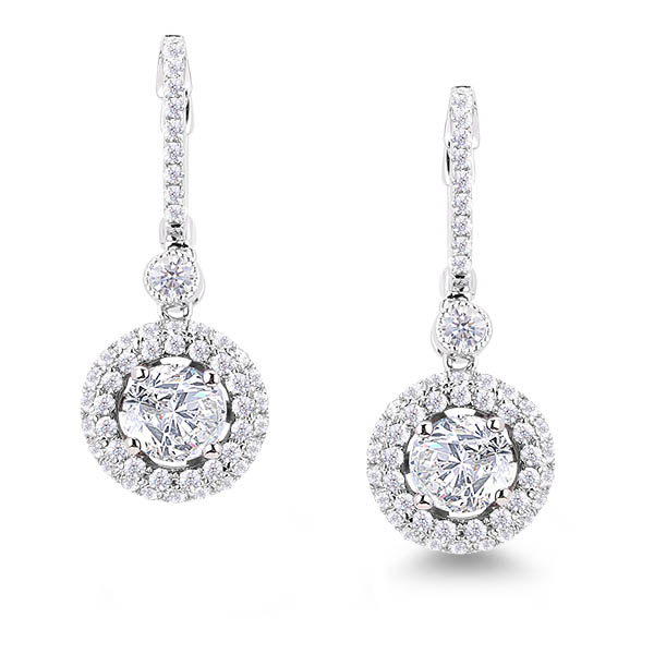 Canadian Diamond Dangle Earrings In 14K White Gold