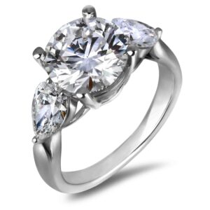 2.50 Carat Canadian Diamond Trilogy Style Engagement Ring 18K White Gold