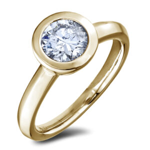 De Beers Forevermark Bezel Set Solitaire 1 Carat Diamond Engagement Ring in 18K Yellow Gold