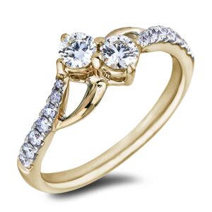 De Beers Forevermark Two Stone Wave Ring in 18K Yellow Gold