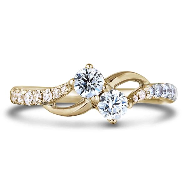 De Beers Forevermark Two Stone Wave Ring in 18K Yellow Gold