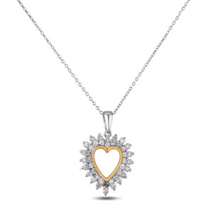 Canadian Diamond Heart Necklace in White and Yellow Gold