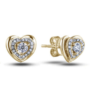 De Beers Forevermark Diamond Heart Halo Stud Earrings in 18K Yellow Gold