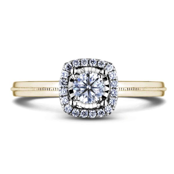De Beers Forevermark Diamond Halo Engagement Ring in 18K White and Yellow Gold