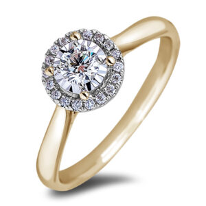 De Beers Forevermark Diamond Miracle Setting Halo Ring in 18K Yellow Gold