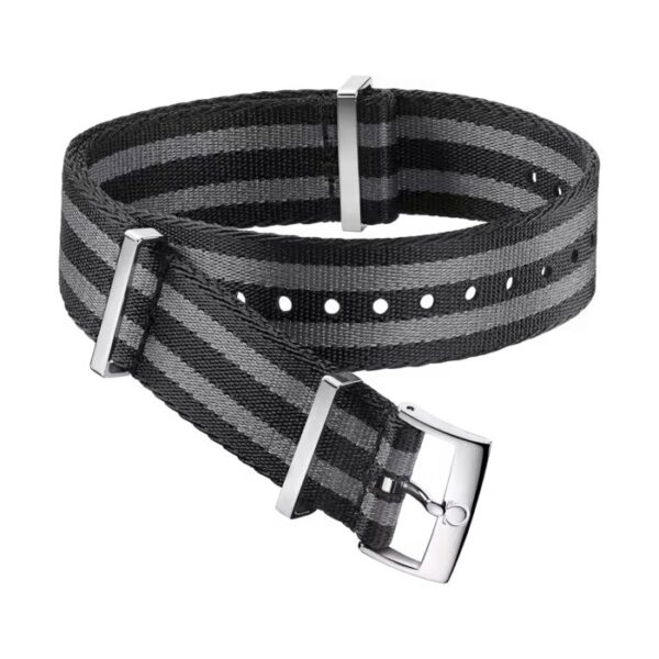 OMEGA - POLYAMIDE 5‑STRIPE BLACK & GREY STRAP
