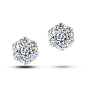 De Beers Forevermark Diamond Floral Halo Stud Earrings In 18K Yellow Gold