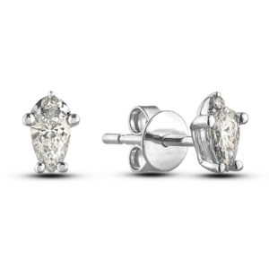 Canadian Diamond Studs Pear Shape Earrings in 14K White Gold