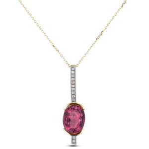 Ruby and Diamond Drop Necklace in Yellow Gold