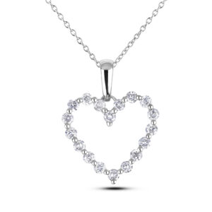 Dainty Canadian Diamond Heart Pendant in White Gold