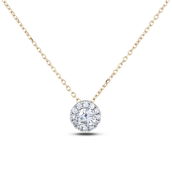 Canadian Diamond Halo Pendant In Yellow Gold