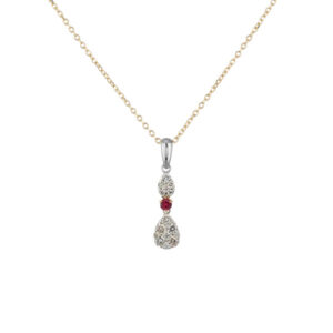 Canadian Diamond and Ruby Drop Pendant in Yellow Gold