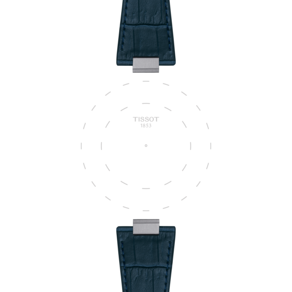 Tissot official dark blue PRX 40MM leather strap with steel endpiece - Image 2