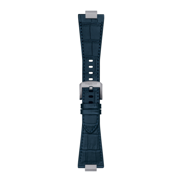 Tissot official dark blue PRX 40MM leather strap with steel endpiece - Image 3