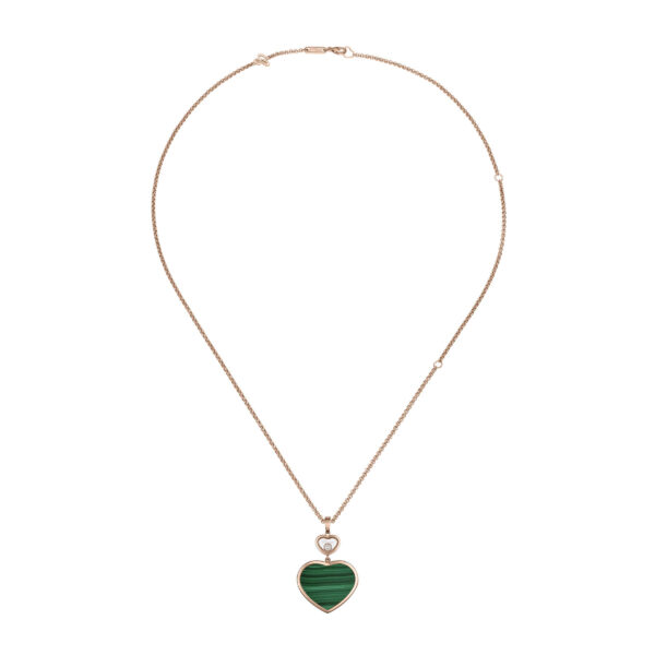 CHOPARD Happy Hearts Pendant, Ethical Rose Gold, Diamond, Malachite 79A075-5151