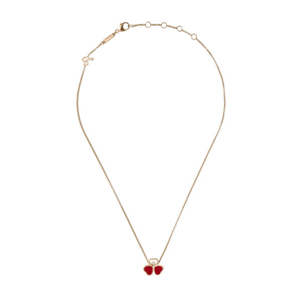 CHOPARD Happy Hearts Wings Necklace, Ethical Rose Gold, Diamond, Red Stone 81A083-5811