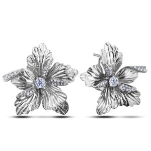 De Beers Forevemark Diamond Flower Stud Earrings in 18K White Gold