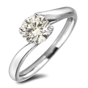 Canadian Diamond Solitaire Wave Engagement Ring in 14K White Gold