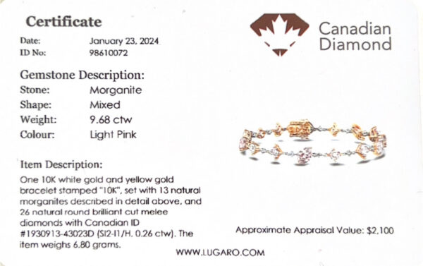 Mix Shape Bracelet Set With Morganite and Canadian Diamond In Gold