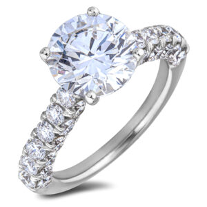 3 Carat GIA Diamond Engagement Ring with Diamond Accents in 18K White Gold