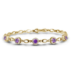 Amethyst And Canadian Diamond Bracelet In Yellow Gold