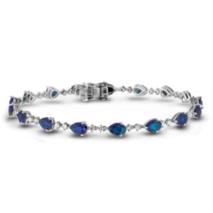 Sapphire & Canadian Diamond Bracelet in White Gold