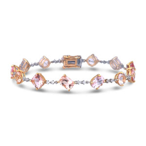 Mix Shape Bracelet Set With Morganite and Canadian Diamond In Gold