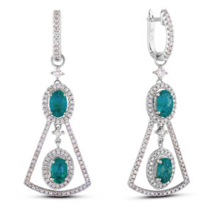 Color Changing Alexandrite & Diamond Dangle Earrings in 14K White Gold