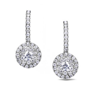 De Beers Forevermark Diamond Double Halo Drop Earrings in 18K White Gold