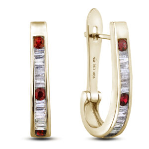 Ruby and Canadian Diamond Hoop Earrings In Gold