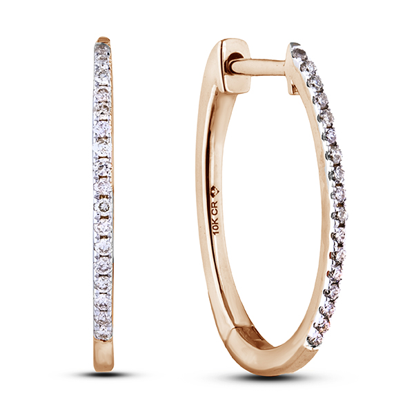 Canadian Diamond Hoop Earrings in Rose Gold