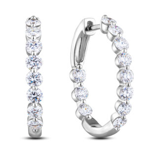 De Beers Forevermark Diamond Inside Out Hoop Earrings in 18K White Gold