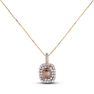 Emerald Cut Fancy Brown Diamond Pendant In 14K Rose Gold