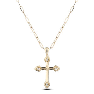 Men's Diamond Cross Pendant In 18K Yellow Gold