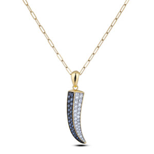 Men's Dragon Claw Pendant Set With Sapphire And Diamond in 18K Yellow Gold