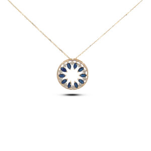 Australian Sapphire And Canadian Diamond Open Circle Necklace In Yellow Gold