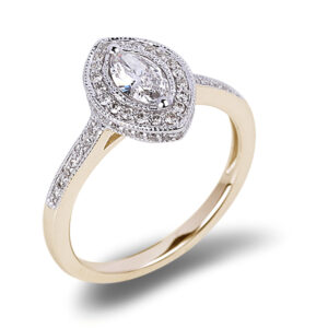 Canadian Diamond Marquise Halo Engagement Ring in Yellow Gold