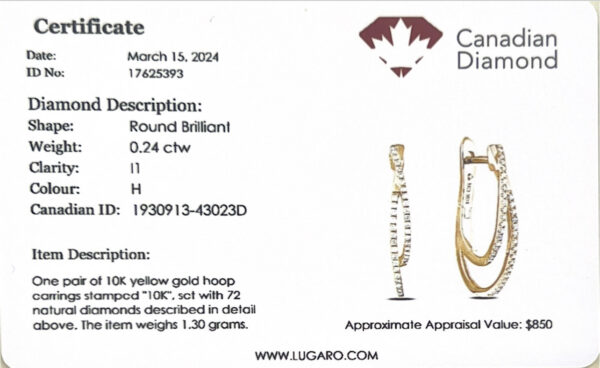 Canadian Diamond Twin Hoop Earrings in Yellow Gold