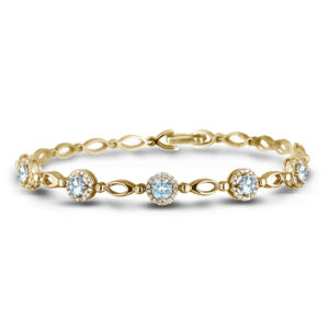 Aquamarine and Canadian Diamond Bracelet In Yellow Gold