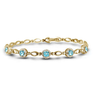 Blue Topaz And Canadian Diamond Bracelet In Yellow Gold