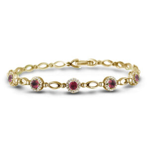 Garnet and Canadian Diamond Bracelet In Yellow Gold