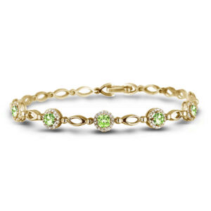 Peridot And Canadian Diamond Bracelet In Yellow Gold