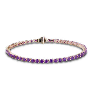 Amethyst and Canadian Diamond Tennis Bracelet in Yellow Gold