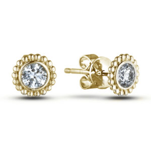 De Beers Forevermark Diamond Flower Bezel Set Stud Earrings in 18K Yellow Gold