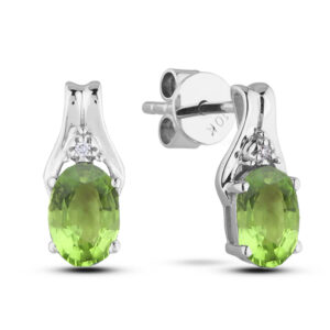 Peridot and Diamond Earrings in White Gold