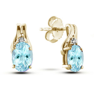 Blue Topaz and Diamond Earrings in Yellow Gold