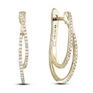 Diamond Twin Hoop Earrings in Yellow Gold