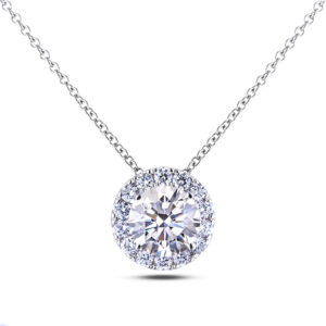 1.00 Carat Diamond Center of My Universe Halo Pendant in 18K Gold De Beers Forevermark